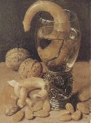 Georg Flegel Style life with wine glass and pretzel oil painting reproduction